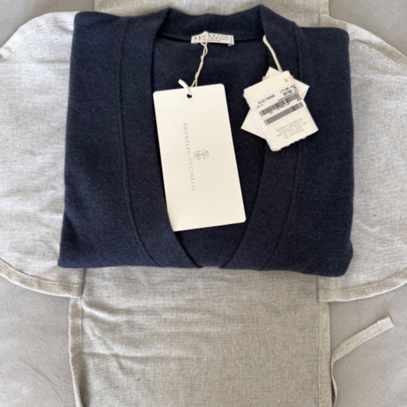Brunello Cucinelli Cashmere cardigan with monili Size XXS Navy - Picture 2 of 14